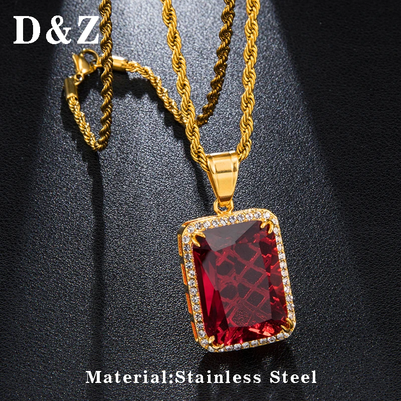 Ожерелье D & Z с подвеской из красного и синего горного хрусталя для мужчин женщин