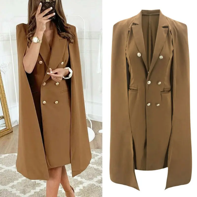 Верхняя одежда для женщин длинный плащ пончо накидка пальто Куртка Блейзер