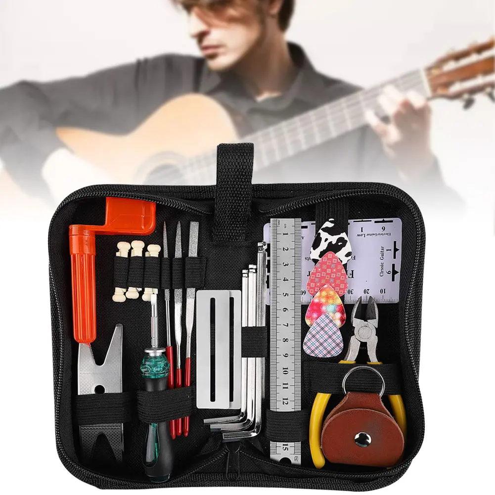 

26pcs/set Guitar Repairing Tool Kit Wire Plier Strings Organizer Wrenches for Guitar Ukulele ASD88