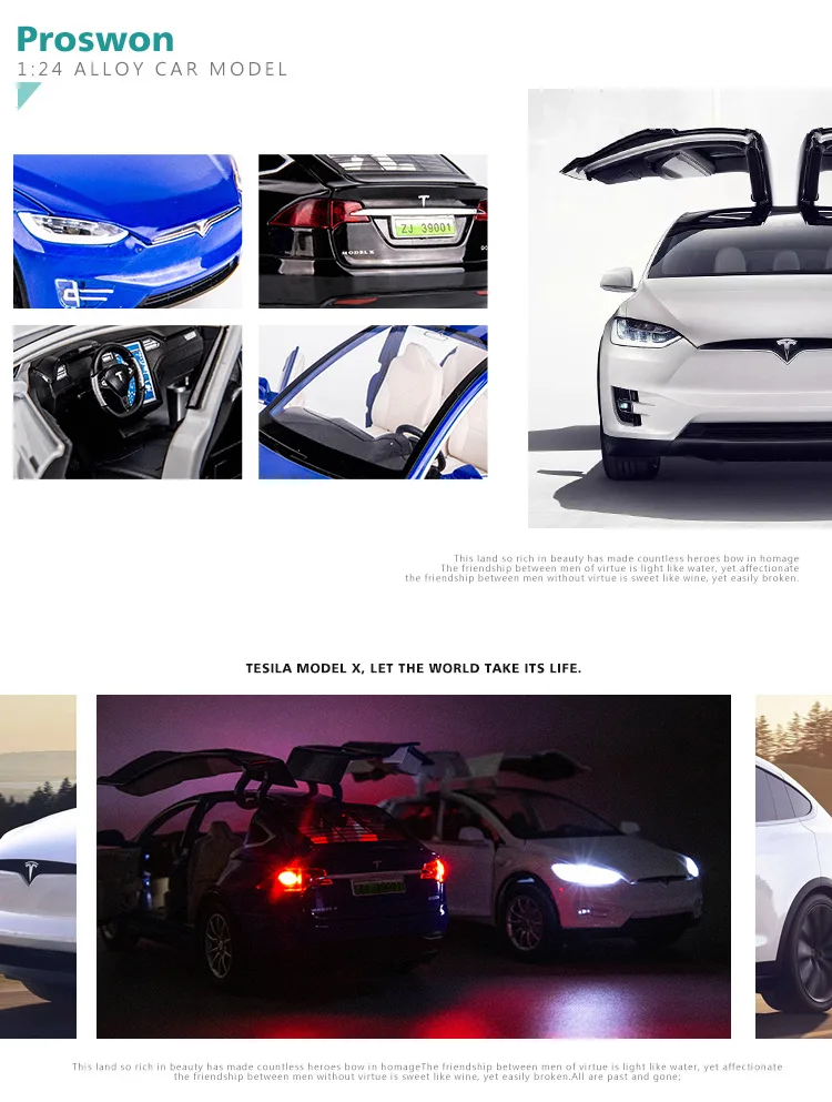 

New 1:24 Tesla MODEL X Alloy Favorites Car Model Diecasts Sound and light Toy Cars Kid Toys For Children Gifts Boy Toy 039