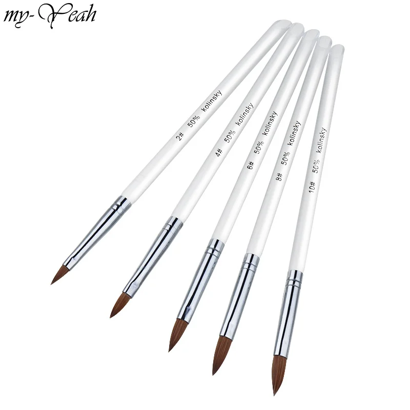 5 Styles Nail Art Transparent Handle Liquid Powder Carving Painting Kolinsky Brush UV Gel Extension Builder Drawing Pen | Красота и