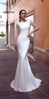 soft satin sexy backless boho vestido de noiva white ivory mermaid bride wedding dresses luxyry lace 2021 new bridal gown