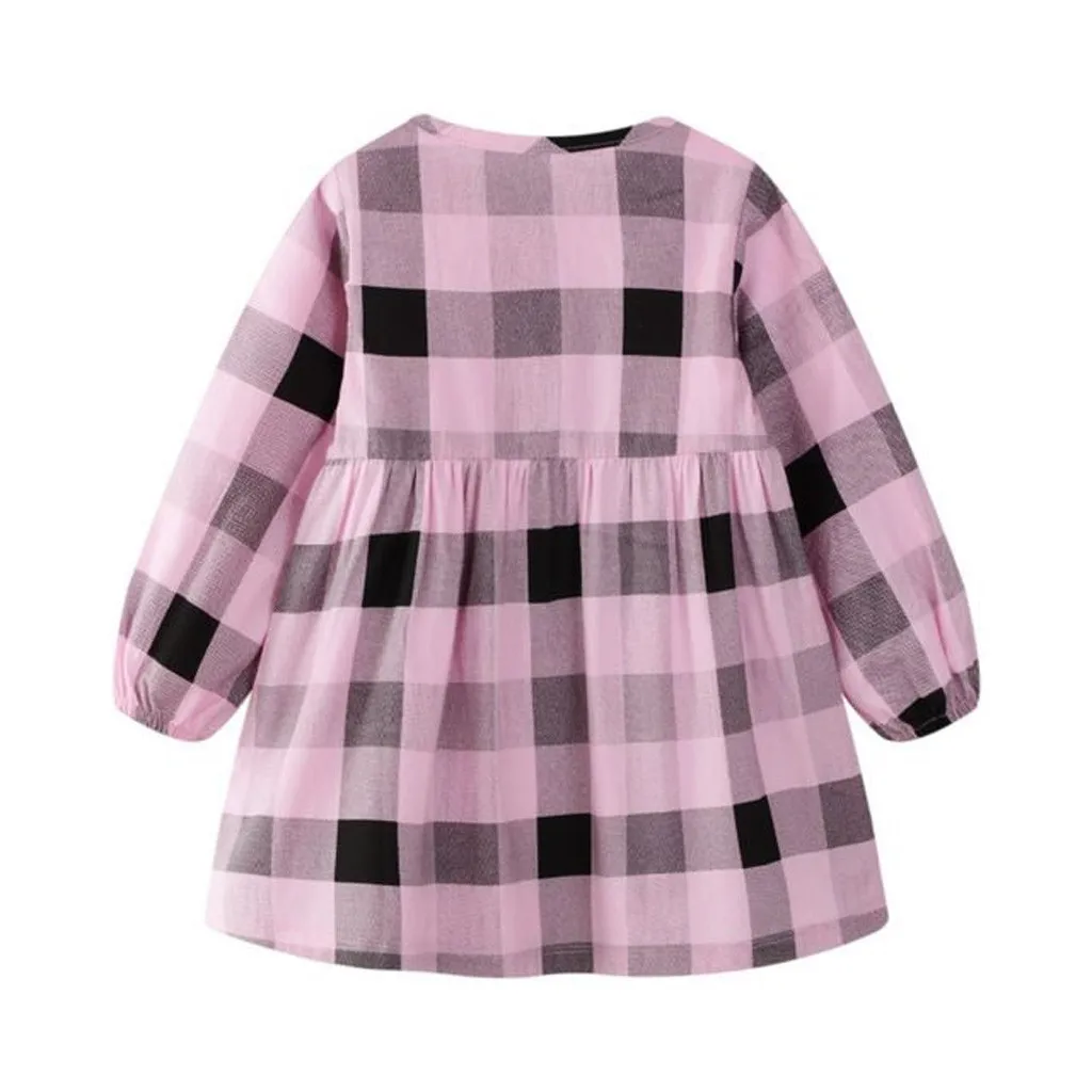 Платье для девочек; vestidos; Детские платья для девочек; vestido infantil; рождественское платье на Хэллоуин; vestido; повседневное клетчатое платье с длинными рукавами; Z4
