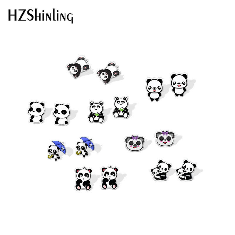 

Серьги с изображением панды из национального сокровища, милые акриловые серьги из эпоксидной смолы, модные украшения для ушей