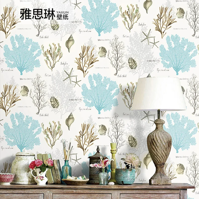 Обои хорошего качества в средиземноморском стиле с морскими водорослями