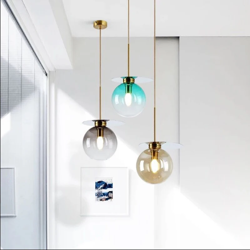 Креативный современный градиентный цветной стеклянный шар подвесные лампы