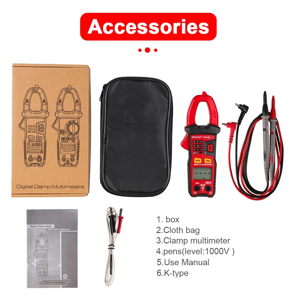

LCD Display Clamp Meter Digital Multimeters AC/DC Current Voltage Meter Frequency Resistance Capacitance Tester with Backlight