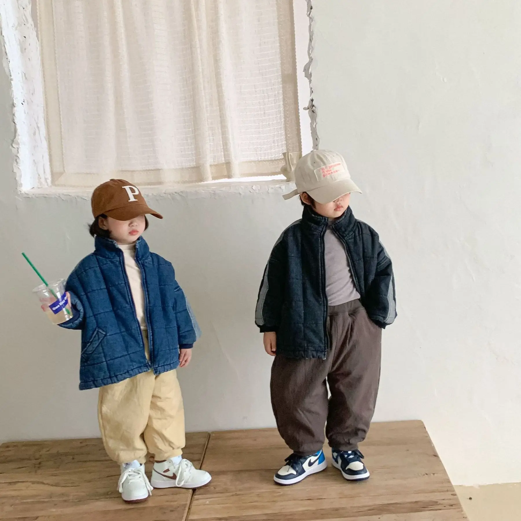 Детские однотонные джинсовые пальто Koodykids для мальчиков и девочек осенняя