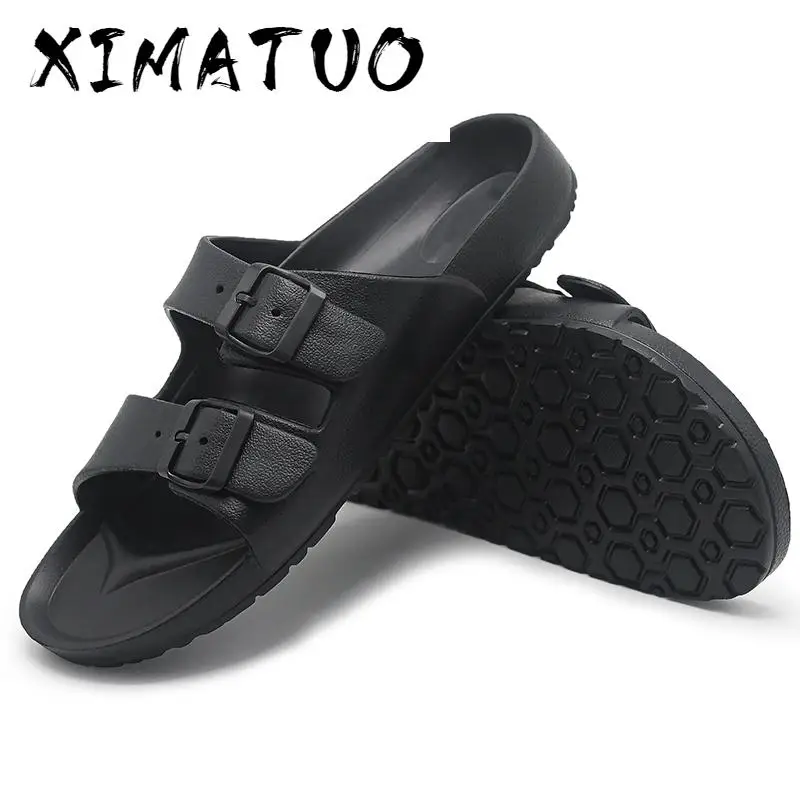 Мужские сандалии Летние пляжные прогулочные мягкие дышащие туфли с пряжкой на