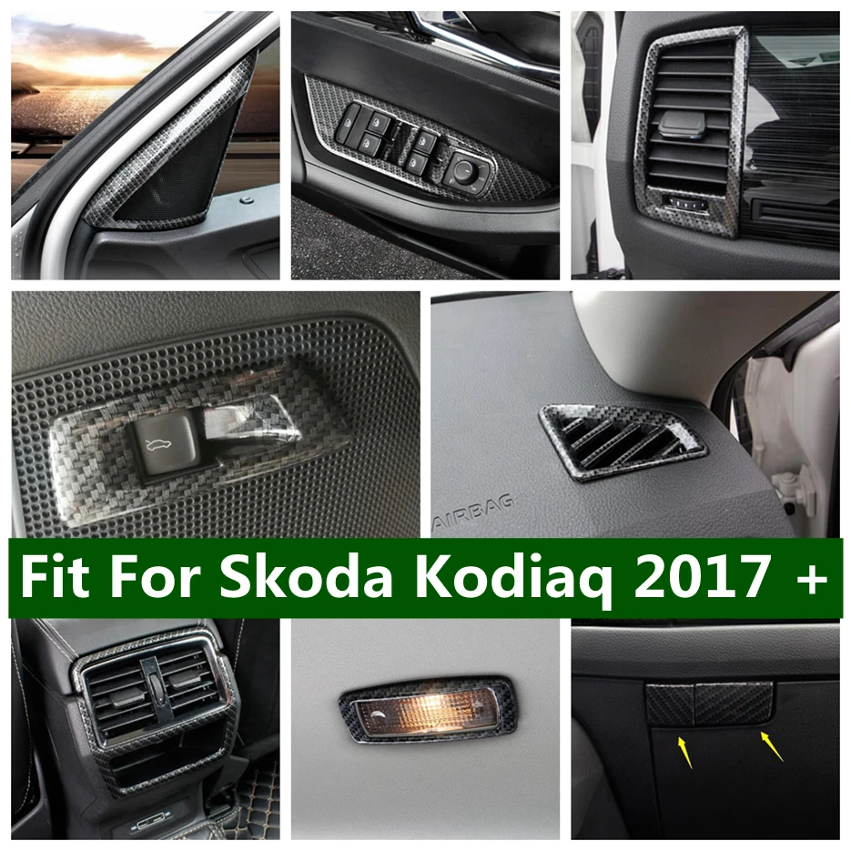 

Rear Trunk Tailgate Door Button Panel Decoration Cover Trim ABS For Skoda Kodiaq 2017 - 2022 Carbon Fiber Look Interior Parts