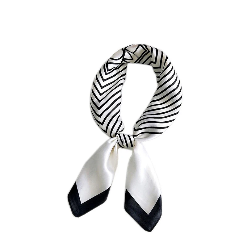 

Vintage Printed Silk Scarves Decorative Small Square Scarf Skinny Neck Striped Hair Scarf Hair Tie Band Square Handkerchief