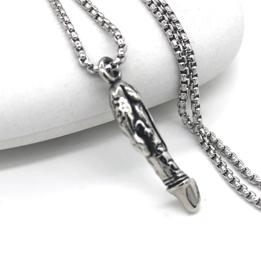 

316L Stainless Steel Huge Phallus Phallic Mens Biker Rocker Pendant (Necklace 24inch) D195