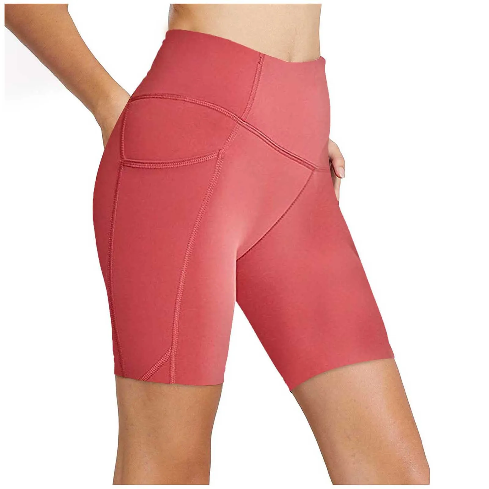 

Leggings 2021 Seamless High Waistwomen High Waist Yoga Shorts With Side Pockets Running Gym Workout Biker Shortsstretch Popular