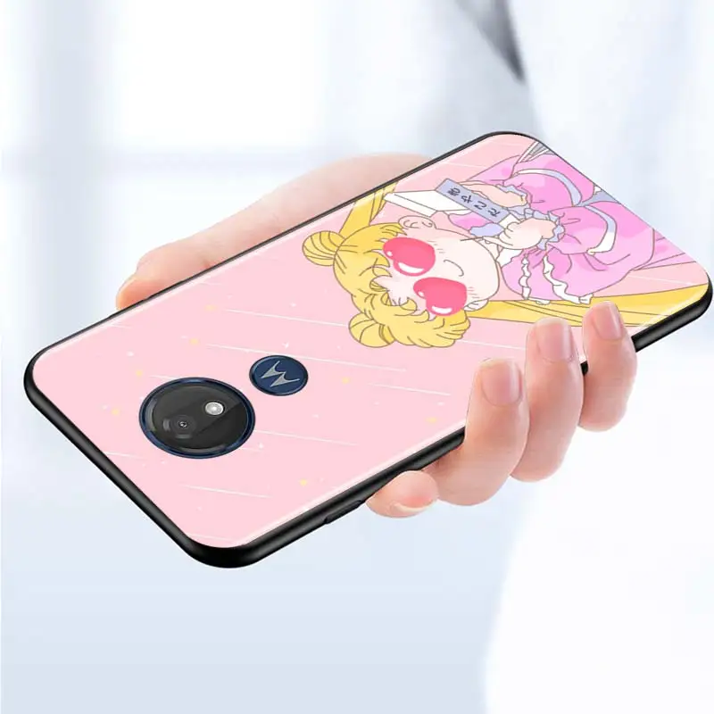 

Cute sailor moon for Motorola G9 G8 G E7 E6 One Play Marco Hyper Fusion Stylus Power Edge Plus Black Phone Case