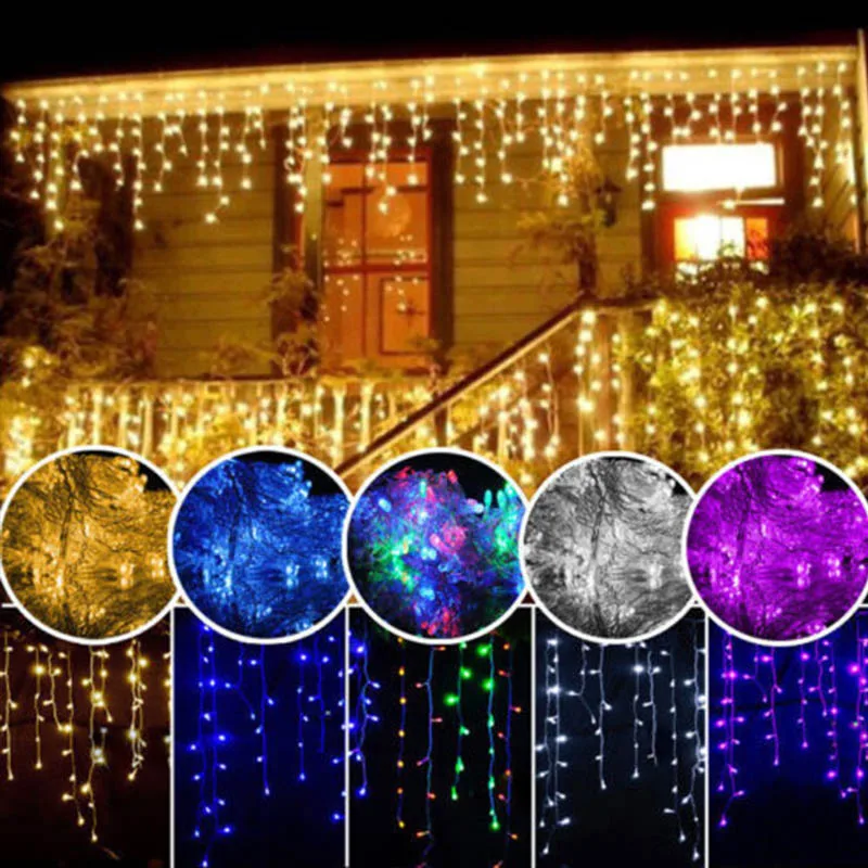10 pcs 4*0.6m Curtain Icicle Led String Lights Fairy Garlands Christmas Outdoor Xmas Tree Holiday Party Home Decorative Light
