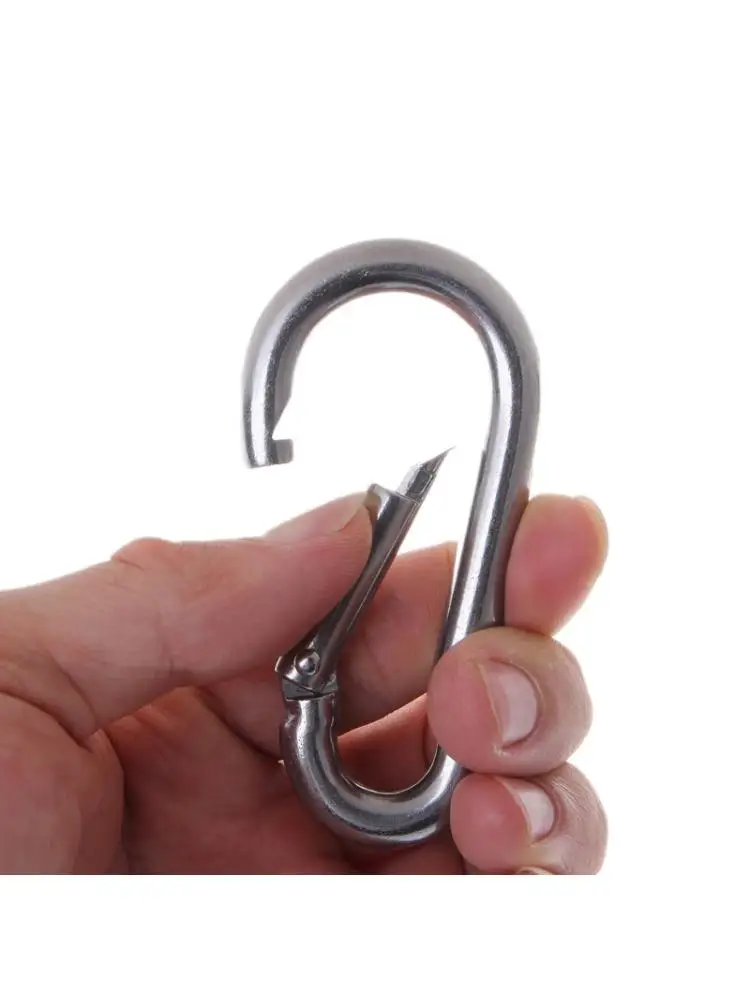 

10pcs 304 Stainless Steel Spring Snap Hook Carabiner Chain Buckle for Outdoor 77HC
