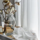 Шторы MRTREES из белого тюля, однотонные прозрачные Занавески для гостиной, спальни, кухни, занавески из мягкой искусственной кожи для окон