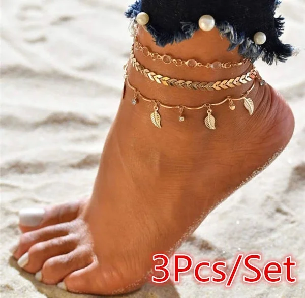 

Bohemian Arrow Anklet Bracelet for Women Punk Metal Chain Sequin Anklets Summer Beach Anklet Female Barefoot Leg Chain Jewelry