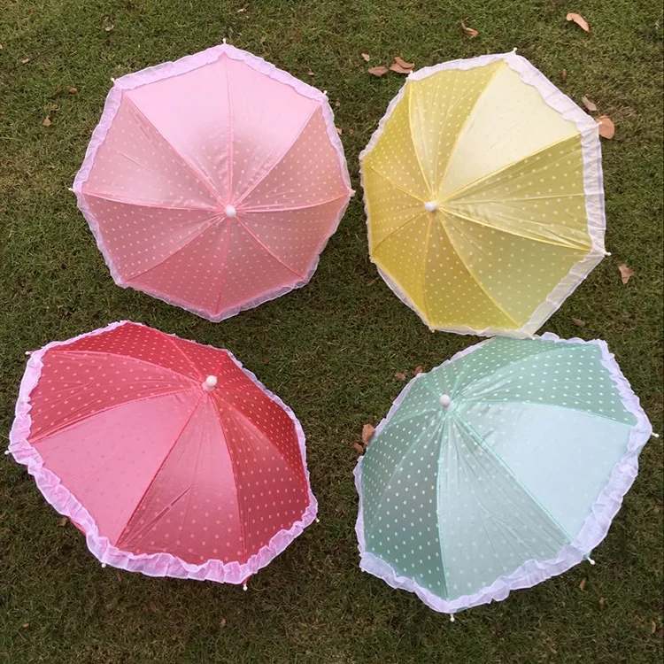

Lace Semi-automatic Long Handle Girl Umbrella Children's Wave Point Sun And Rain Dual-purpose Umbrella Decoration Dance Umbrella