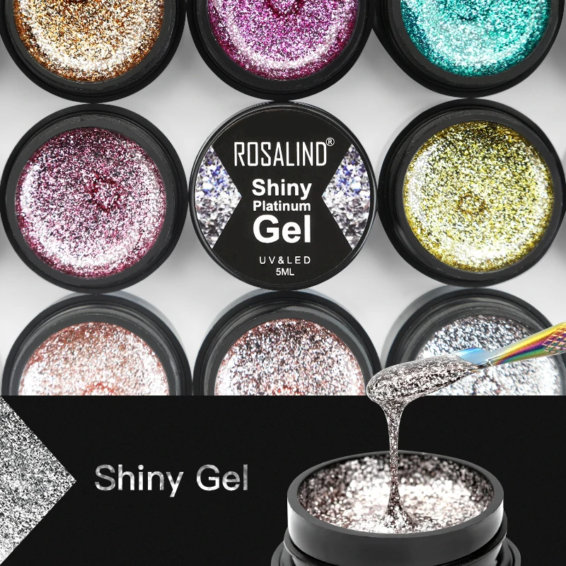 ROSALIND Gel Nail Polish Set Shiny Platinum Nails Art For Manicure Poly Gel Lak UV Colors Top Base Coat Primer Hybrid Varnishes
