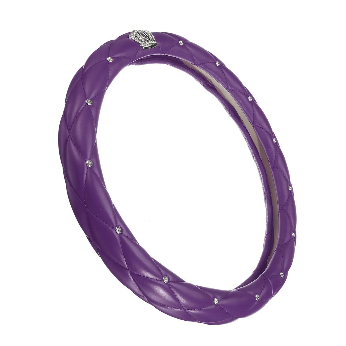 

38 Cm Diameter PU Leather Diamond Crystal Crown Styling Car Steering Wheel Covers Car Accessories Steering Wheel Cover