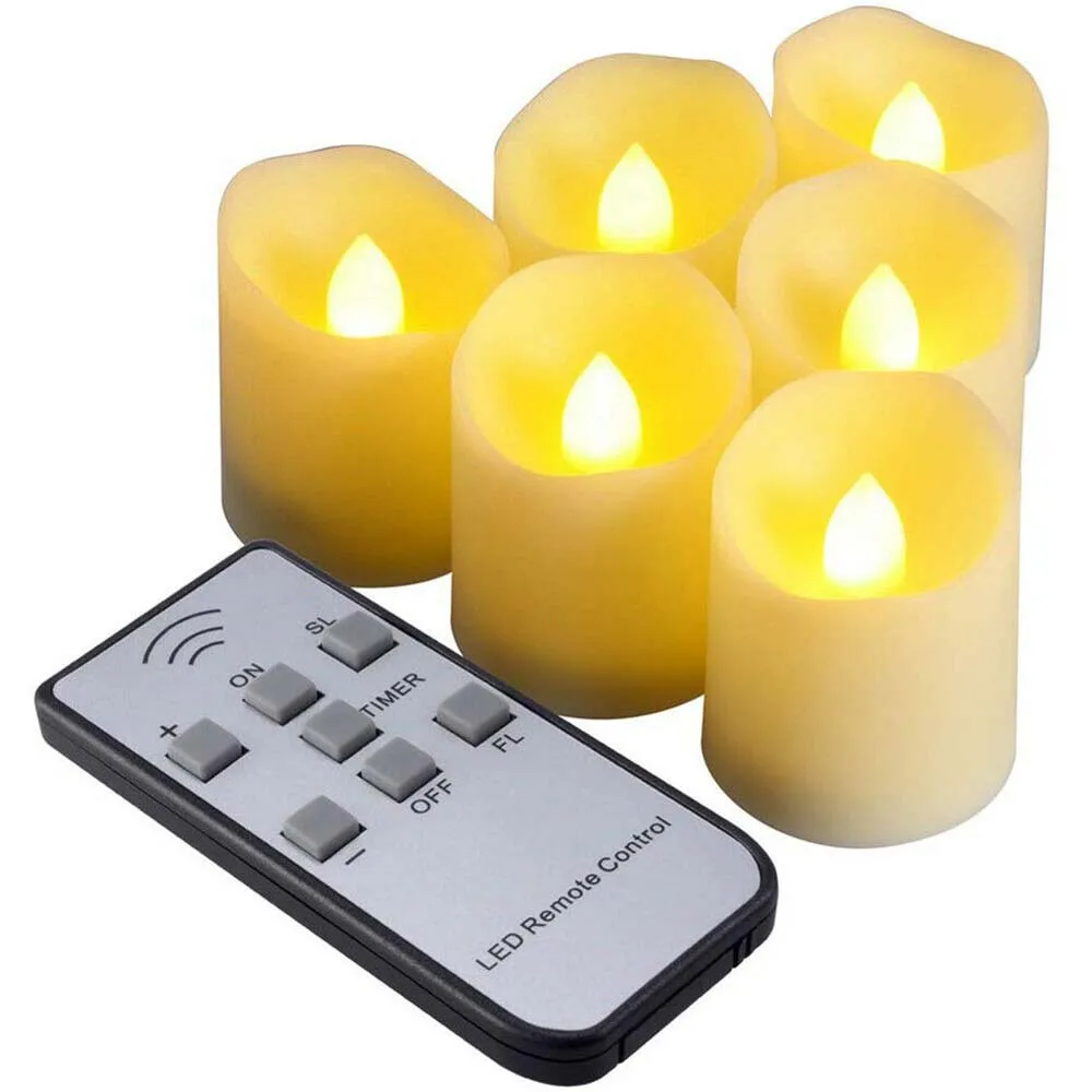 6 шт. светодиодный Электронный светильник для свечей с дистанционным управлением