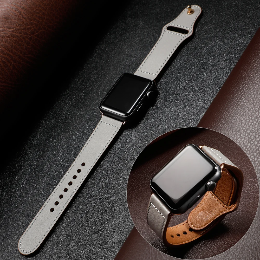 Ремешок из натуральной кожи для Apple IWatch 42 мм 38 40 44 дизайнерский браслет Watch Series 5 4 3 2