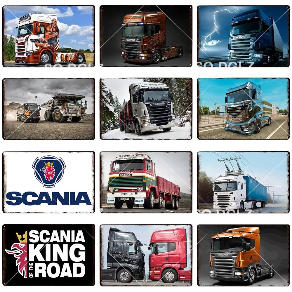Металлическая табличка Scania металлический винтажный жестяной плакат Настенный