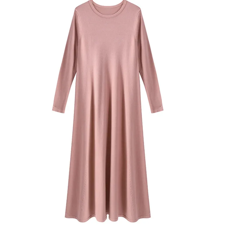 

Loose over-the-knee ultra-long sweater dress autumn and winter new knitted dress with coat long plus size dress Cotton