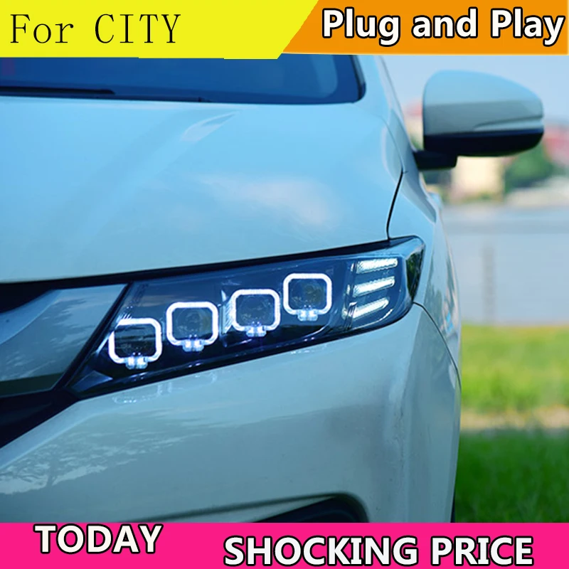 Автомобильный Стайлинг для Honda City Head светильник 2015 2016 2017 LED DRL Matrix Lens turn |