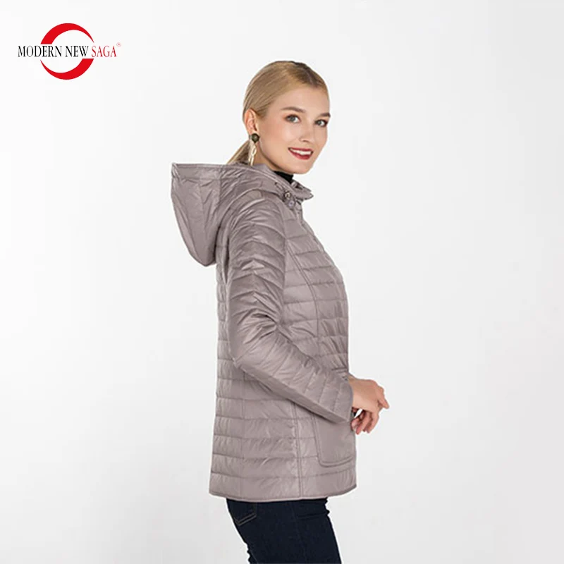 Rice White MODERN NEW SAGA Осенняя Женская Куртка Двусторонняя Куртка Хлопок Стеганая Куртка С Капюшоном Синтепон Женское Пальто Короткое Теплая Куртка Для Женщин Куртки Женские Осенние Русский Размер - Цвет: Rice White