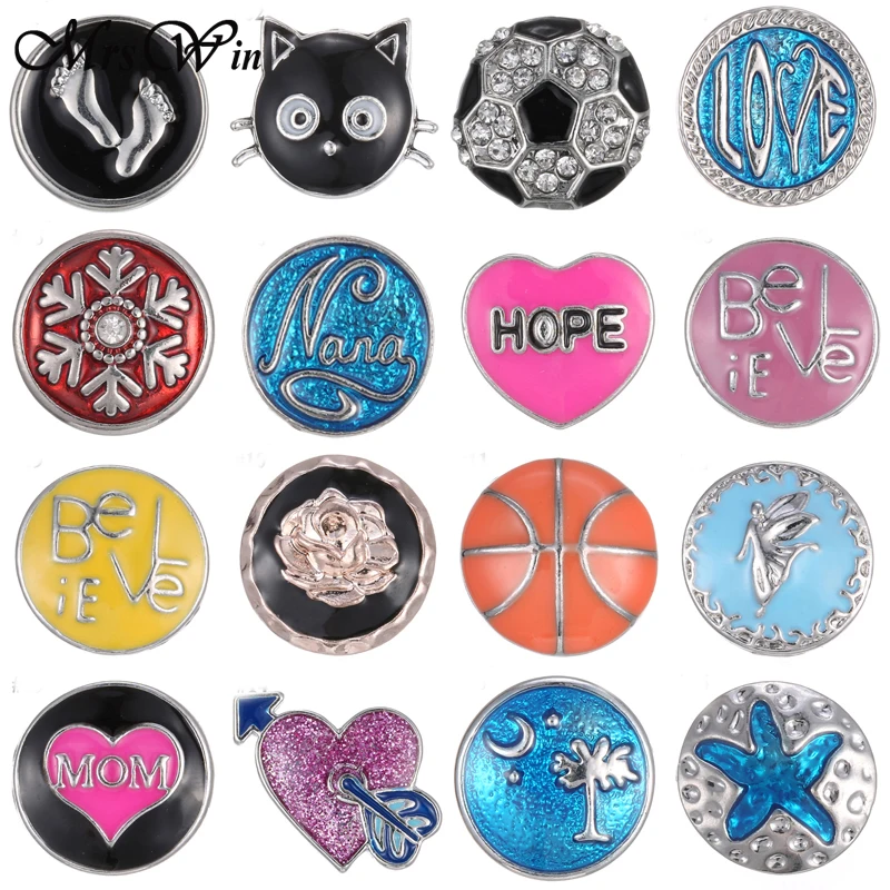 

6 шт./лот новые смешанные 18 мм металлические кнопки ювелирные изделия масляная живопись Круглый Сплав защелкивающиеся кожаные серебряные б...