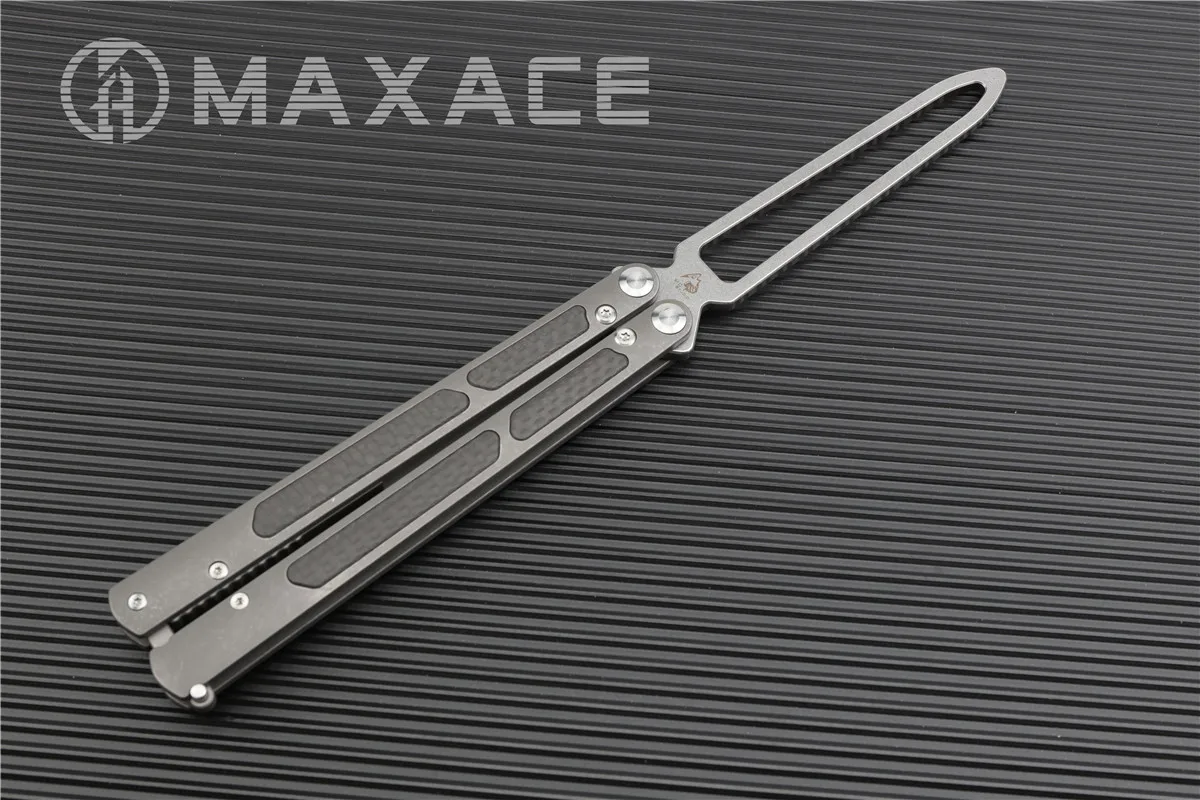 grey stonewash live MAXACE ножи Пакт Бабочка нож для тренера KVT Керамический шарикоподшипник M390 TC4+ CF титановый jilt нож не острый - Цвет: grey stonewash live