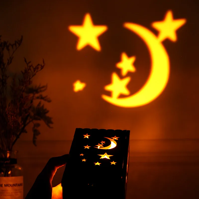 Новая красочная Луна и звезда атмосферная проекционная лампа зарядка через USB