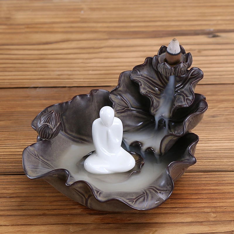 

Buddhist Porcelain Incense Holder Smoke Backflow Retro Art + 20 Incense Cones