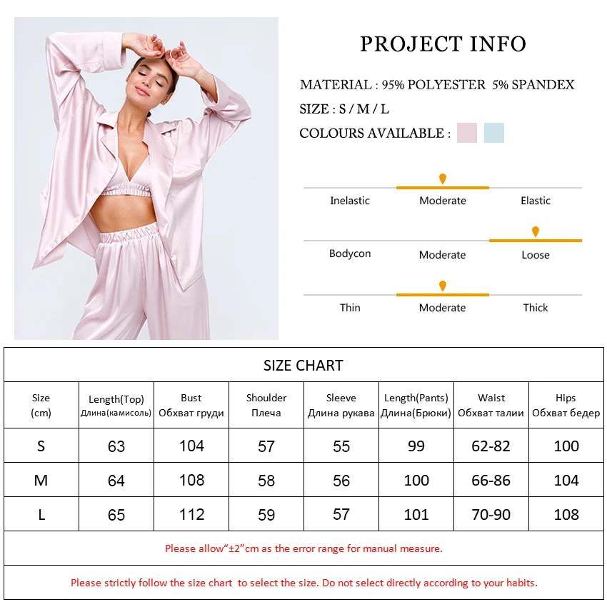 

Spring Solid Loose Female Pajamas Satin Turndown Collar Long Sleeve Pocket 2 Piece Set Pants Homewear Silk Women Sleepwear Suits
