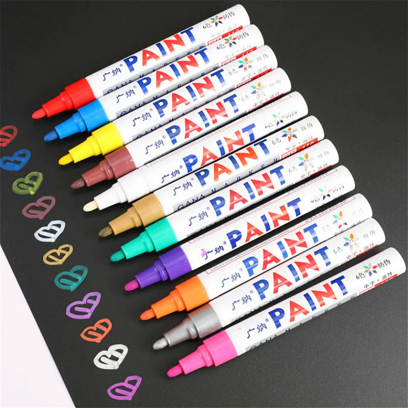 

1 шт., Цветной маркер водостойкие белые маркеры для протектора шин, резиновая ткань, металлическая поверхность, маркер с перманентной краско...