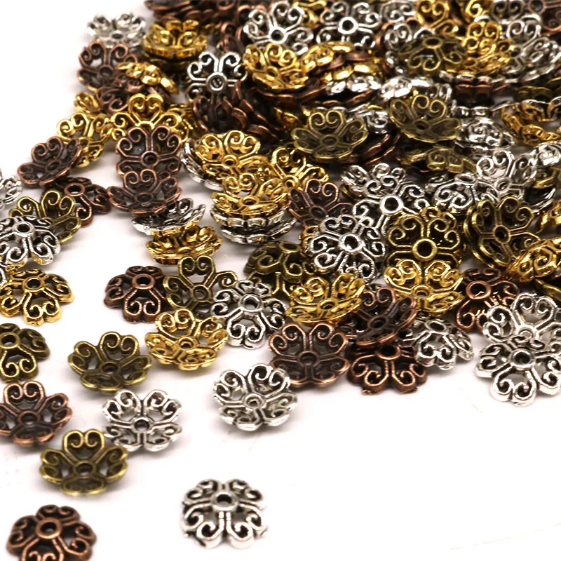 8 мм 200 шт./лот Цветочные золотые бусины Концевики металлические шапочки из сплава