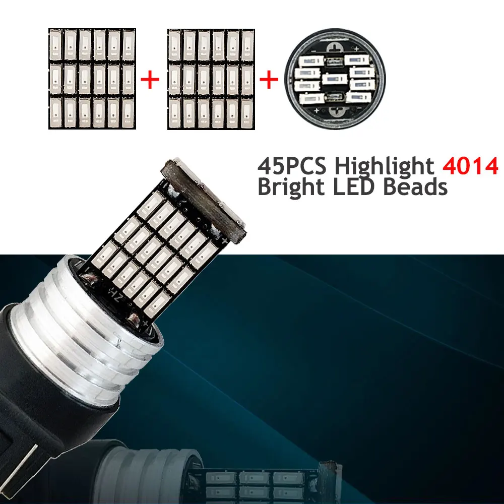 2 шт. светодиодный лампы T20 W21W WY21W 7440 45SMD 4014 Авто обратный резервный DRL автомобилей