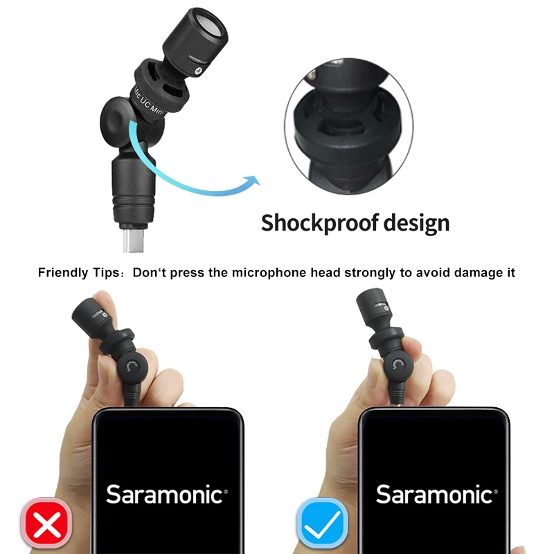 Мини-микрофон Saramonic Smartmic Di Mini / UC с разъемом Lightning/Type C для iPhone смартфонов на Android