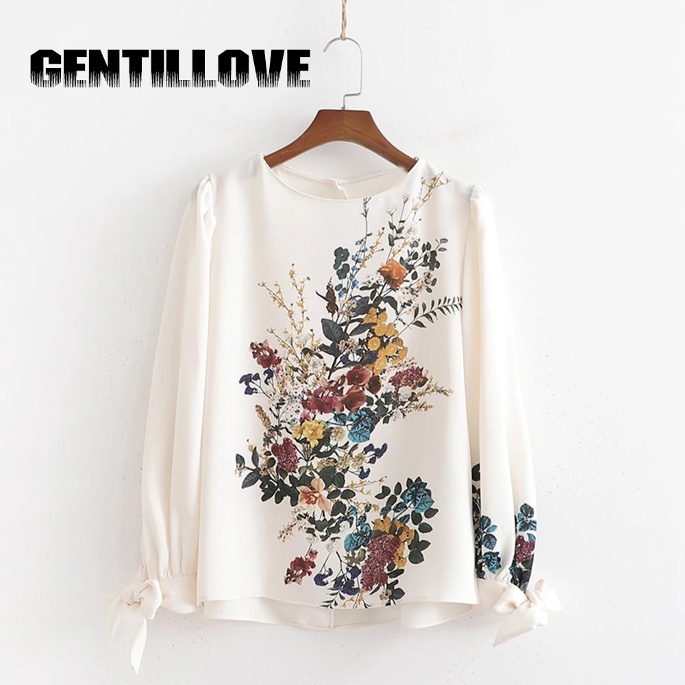 Весенняя Повседневная рубашка с пышными рукавами-фонариками и бантом элегантная