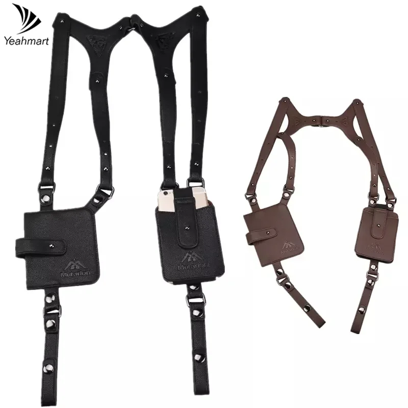 

NEW Yeahmart Hot Sale Man Leather Anti Theft Safety Hidden Holster Underarm Pouch Secret Agent Double Shoulder Phone Case