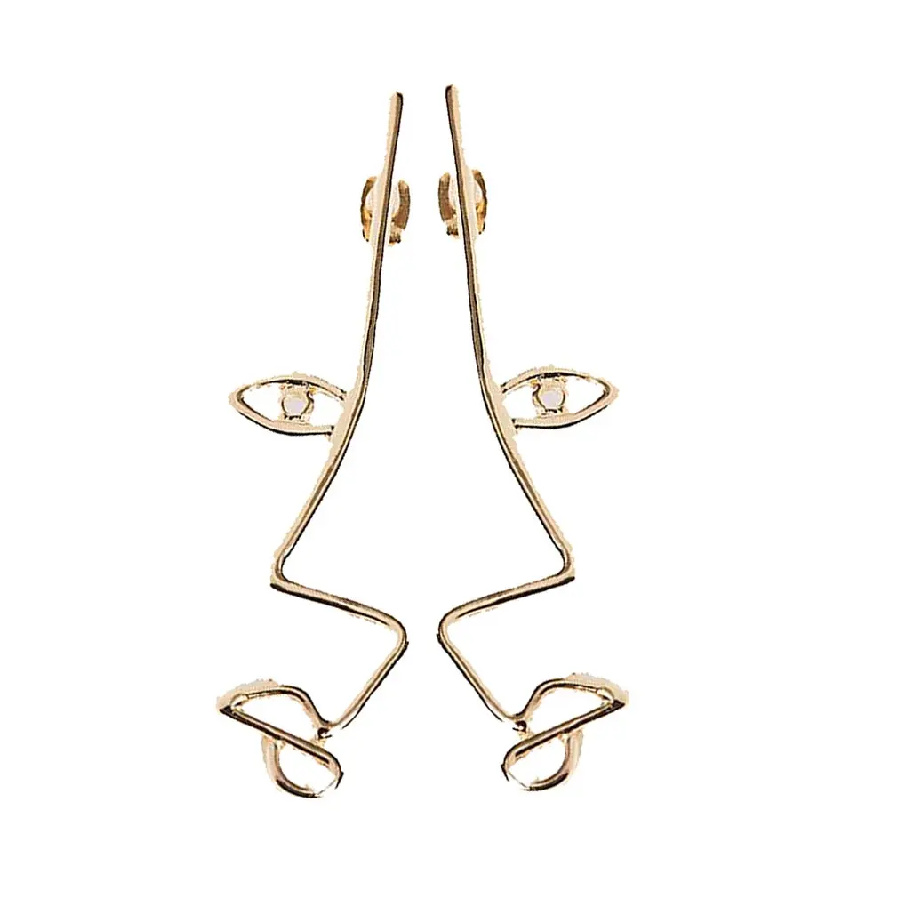 Сплав лицо Серьги Женский Профиль Забавный простой ретро серьги красивые