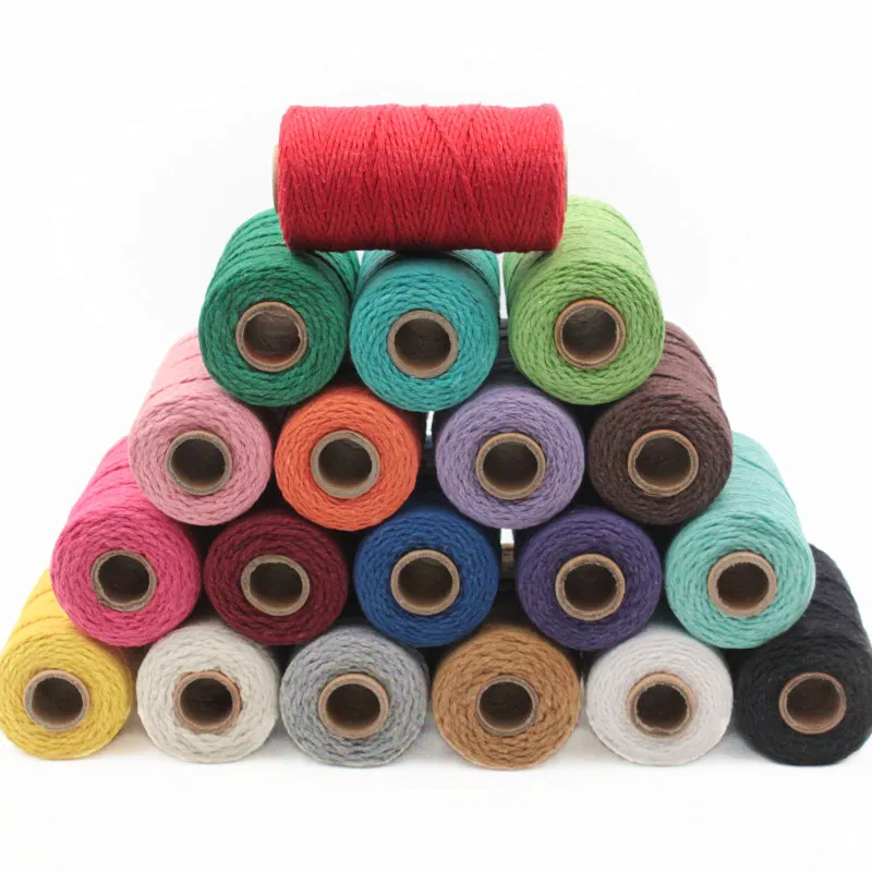 100 м/рулон цветная хлопковая нить сделай сам ручная плетеная веревка тонкий
