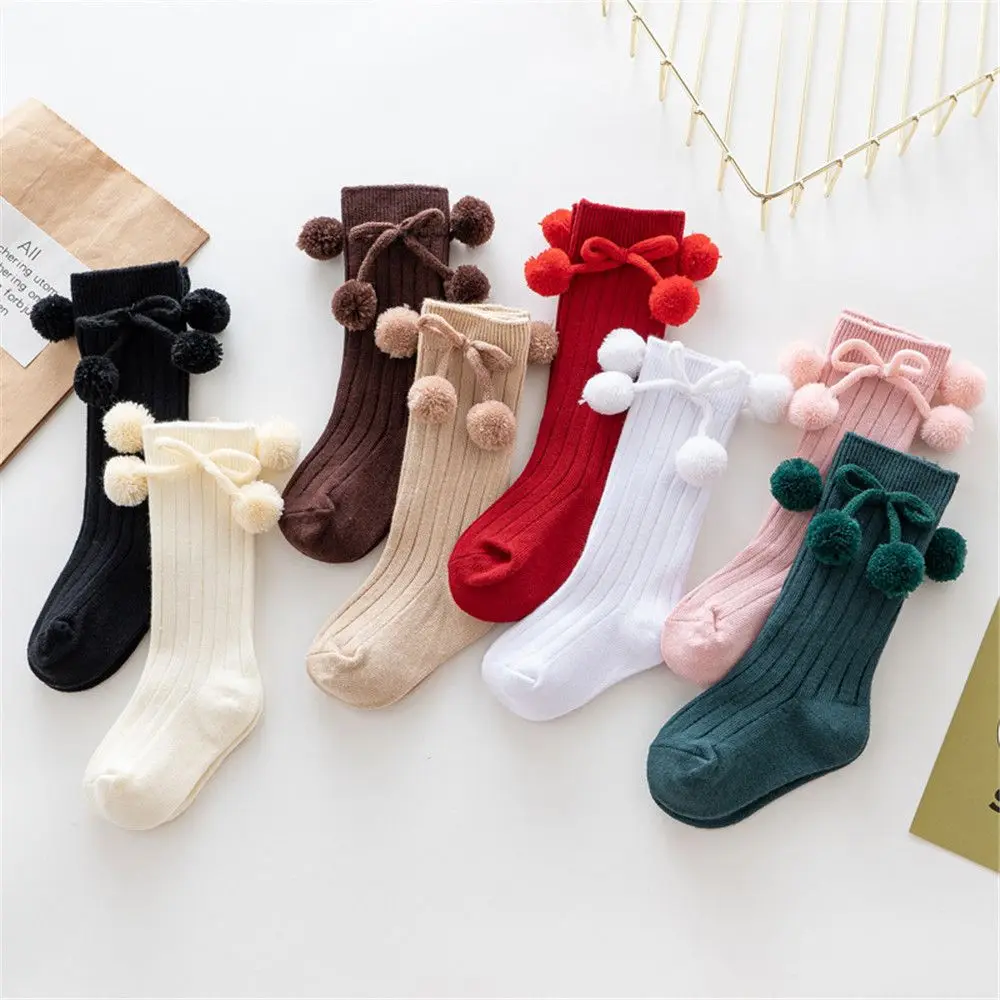 

Autumn Winter Baby Socks Pompom Socks for Children Knit Socks Leg Warmers Baby Girls Boy Accessories 0-4Y