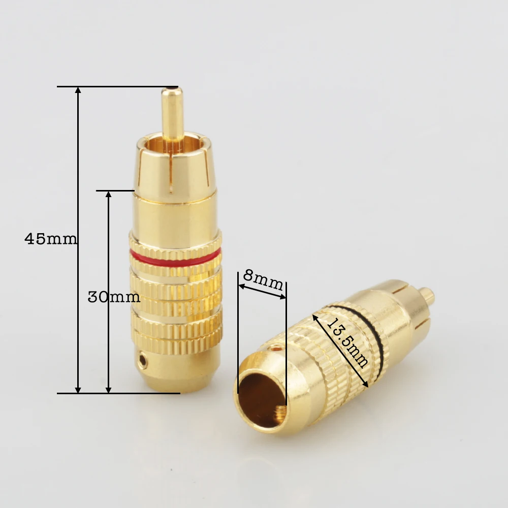 4 шт Audiocrast R009 латунный позолоченный RCA Штекерный адаптер паяльный Аудио Видео