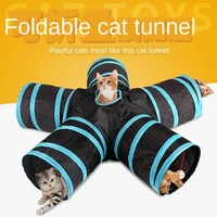 foldable pet cat tunnel toy collapsible 5 holes s type cat tent tunnel play tube toy indoor outdoor cat training toy tubes