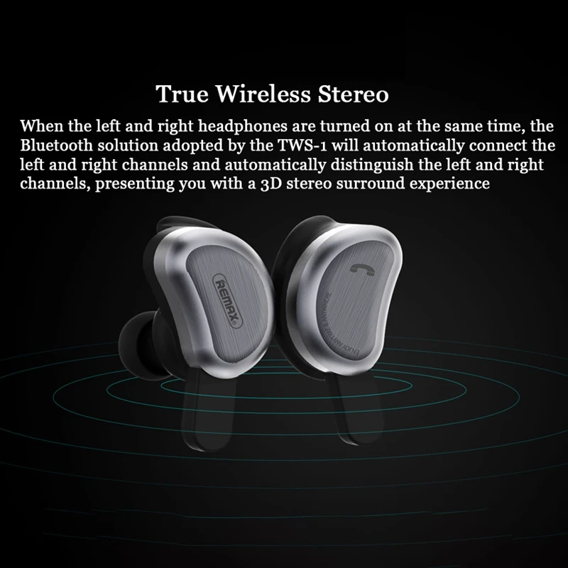 Remax Tws-1 Беспроводные Bluetooth спортивные наушники Hifi стерео Бас шумоподавление игровая гарнитура отпечаток пальца