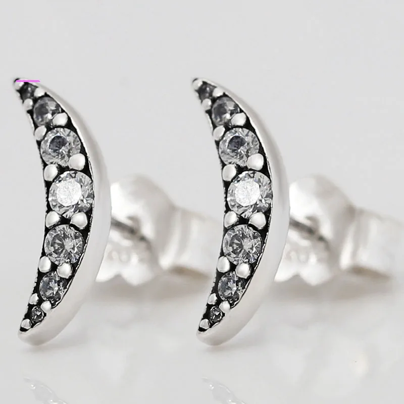 

Original 925 Sterling Silver Pan Earring Fashionable And Shiny Moon Earrings For Women Wedding Gift Fashion Jewelry