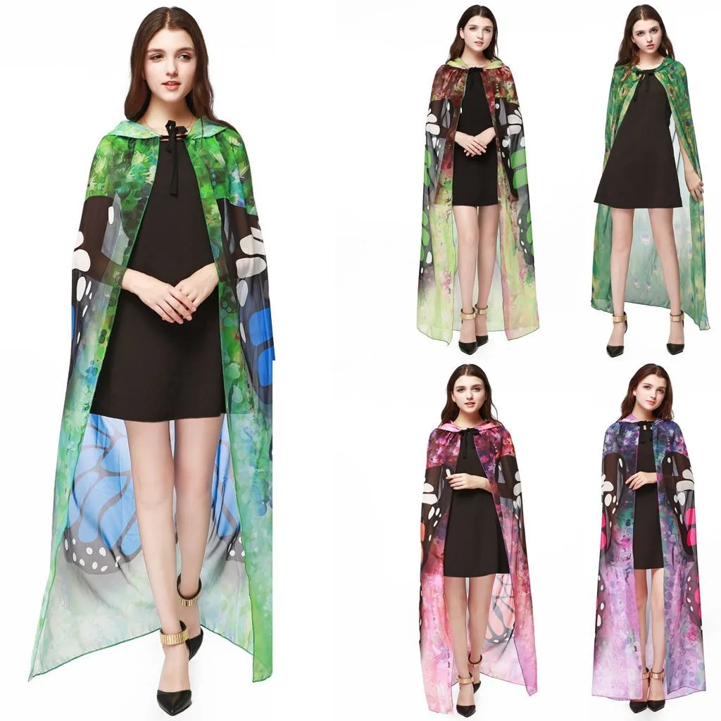 Женские накидки для взрослых на Хэллоуин шифоновая накидка с капюшоном